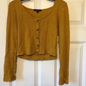 yellow button down blouse